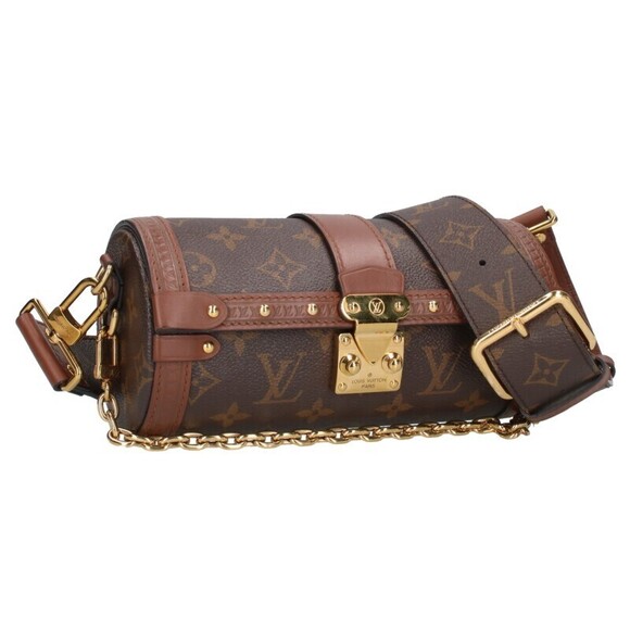 Louis Vuitton Papillon Trunk Boston Monogram Chain Shoulder Bag Brown